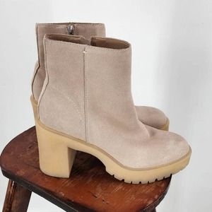NEW Dolce‎ Vita Gum Sole Tan Platform Moto Side Zip Suede Ankle Boots Size 9